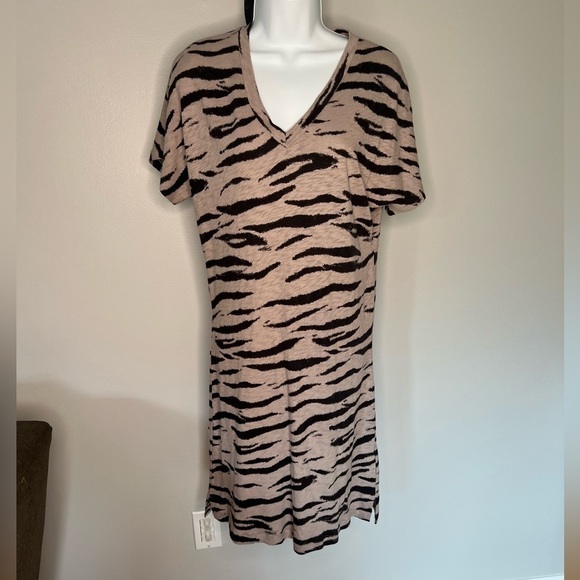 Rails Ren black & tan tiger print short sleeve V-neck cotton midi dress size XS - Picture 4 of 7